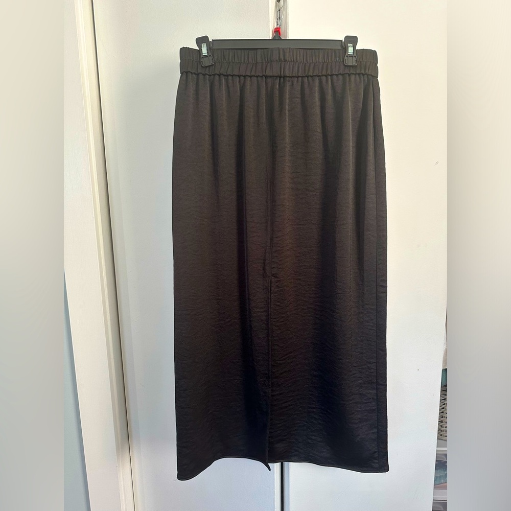 Satin Midi Skirt front slit